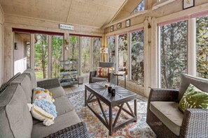 TV, fireplace, DVD player, foosball