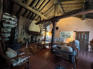 TV connectée, cheminée, chaîne hi-fi