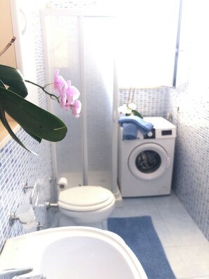 Haartrockner, Handtücher, Seife, Toilettenpapier