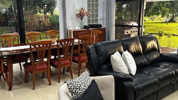 Smart TV, DVD player, books, music library