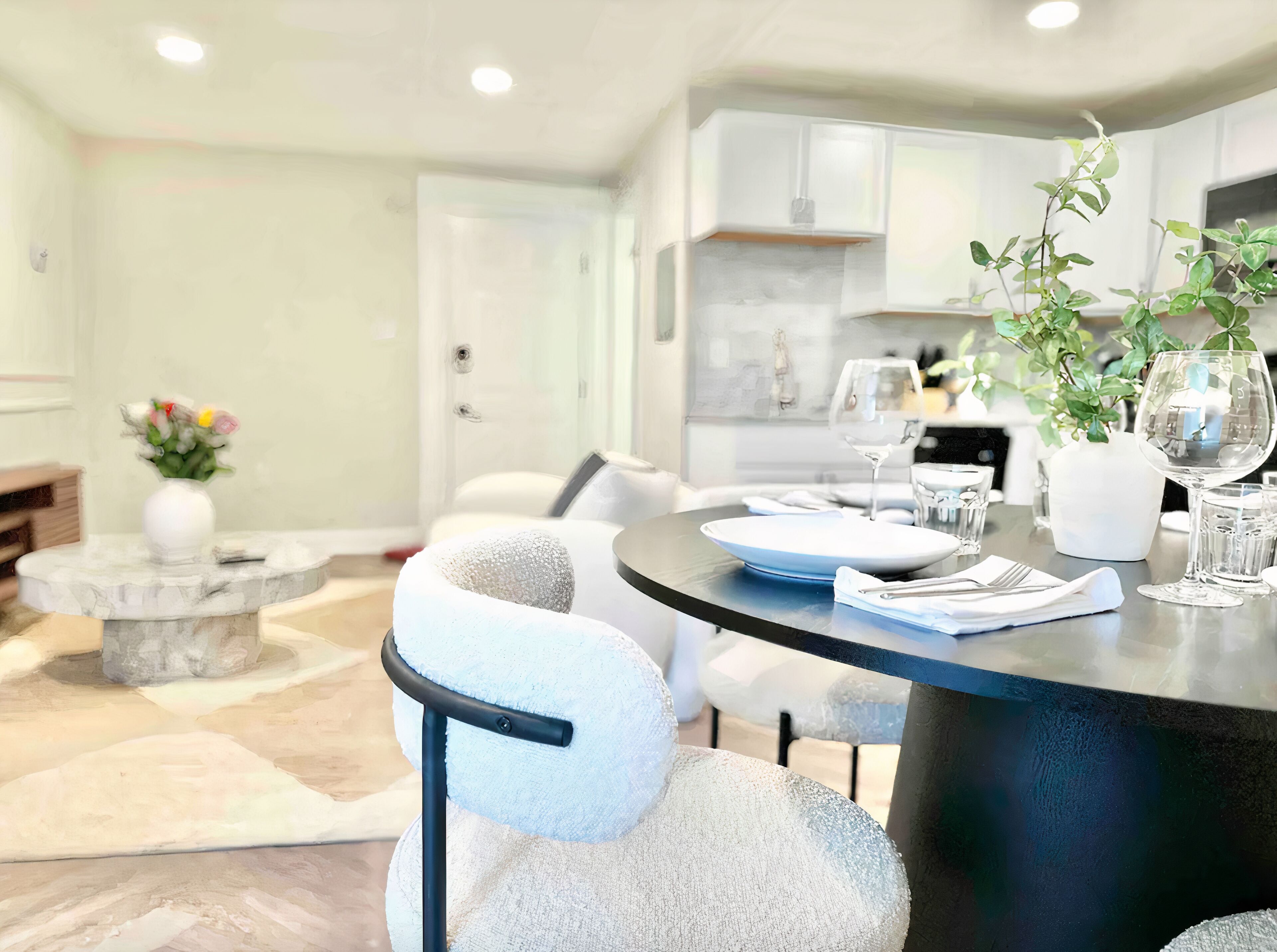 Deluxe Apartment | Living area | 55-inch Smart TV with cable channels, Netflix, Hulu
