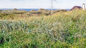 A coastal landscape with grassy terrain and a lighthouse in the distance. - "Hoat" - 300m from the sea by Interhome (Saltum)