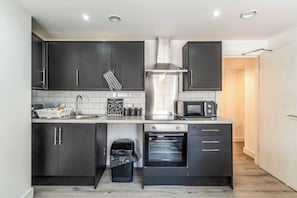 Fridge, microwave, oven, toaster