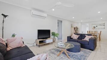 TV, DVD player, table tennis, books