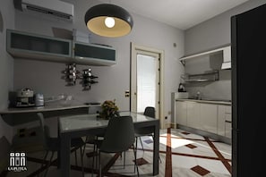 Großer Kühlschrank, Mikrowelle, Ofen, Geschirrspüler