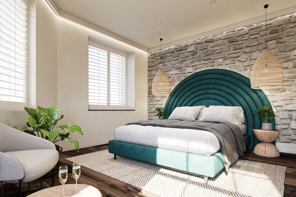 Quarto casal luxo, 1 cama King, para não fumantes, vista para o porto | Frigobar (abastecido com itens grátis), cofres nos quartos, escrivaninha