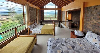 Cabaña con hermosa vista al lago Sochagota