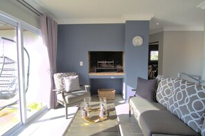 Deluxe Penthouse, Bay View | Living area - 82 Steps to the Beach (Pringle Bay)