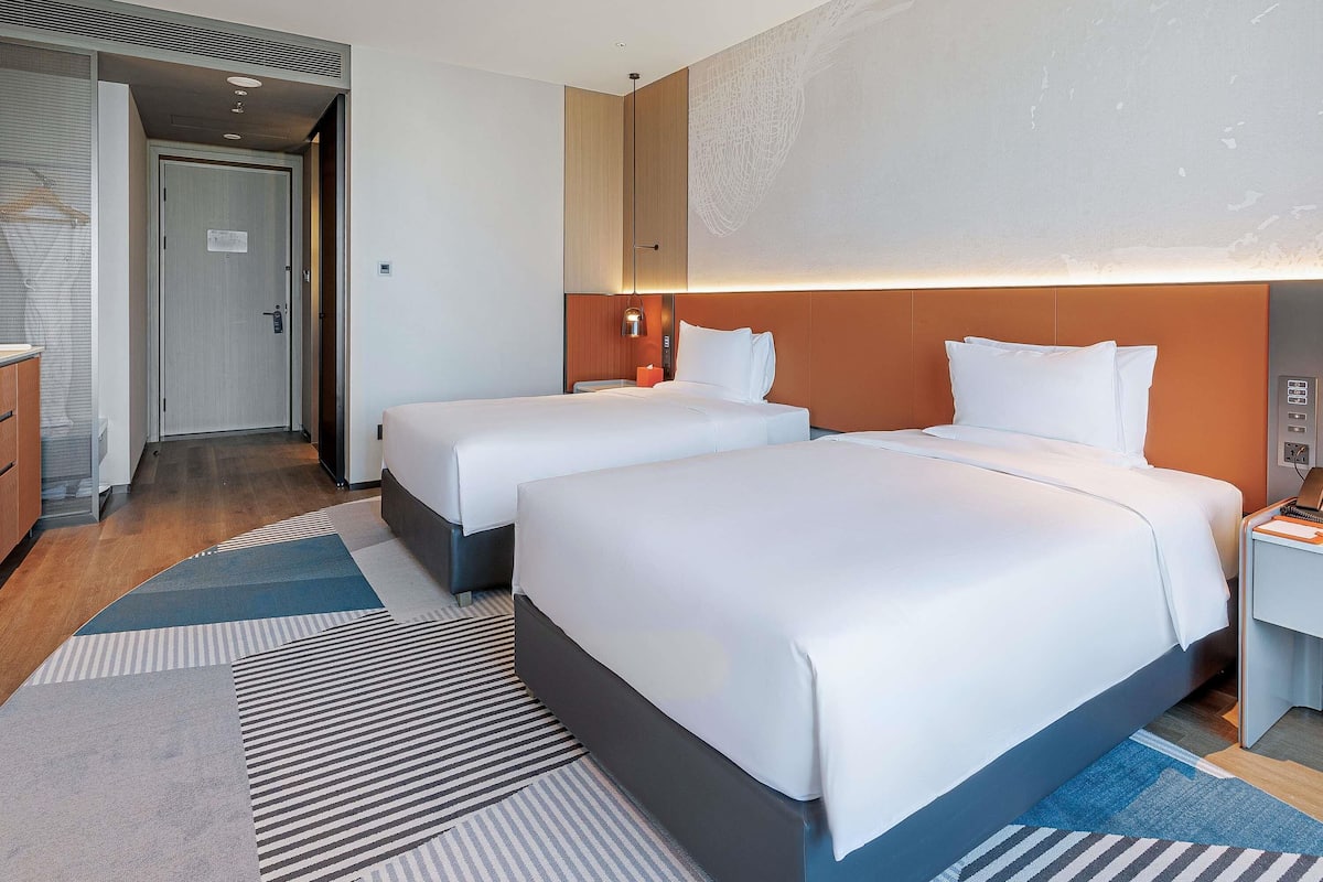 In-room safe, desk, laptop workspace, blackout drapes