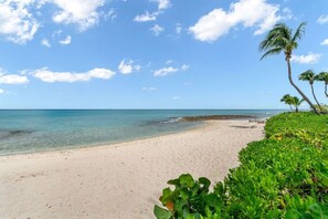 Beach nearby, sun loungers