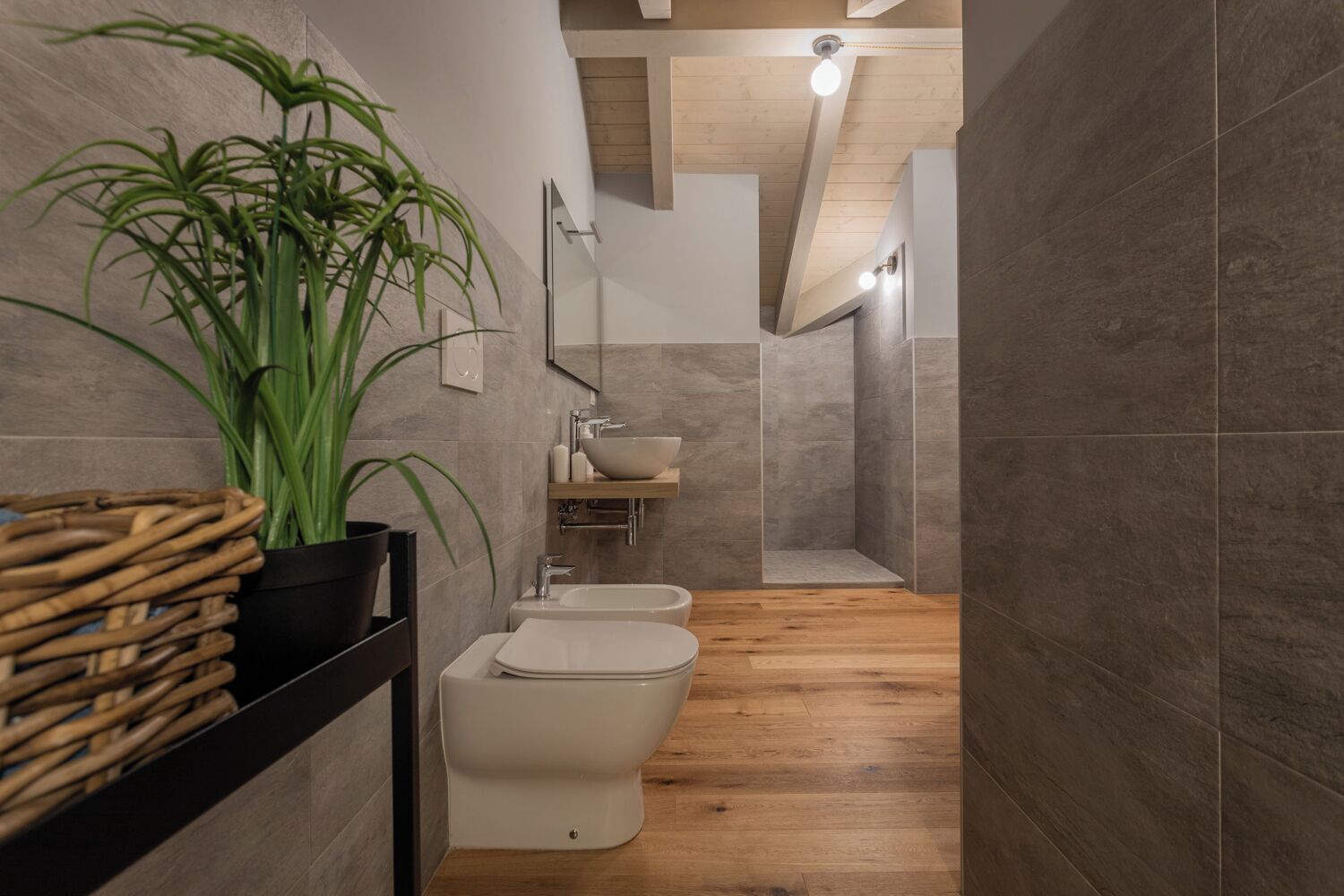 Basic Apartment | Bathroom | Shower, hair dryer, bidet, towels