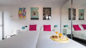 Apartemen Desain, Beberapa Tempat Tidur, kamar mandi pribadi, pemandangan kota | 1 kamar tidur, selimut bulu angsa, dan busa memori