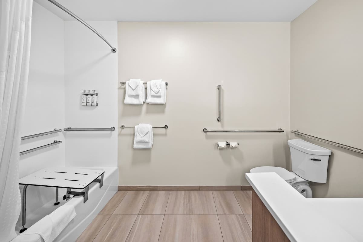 Phòng Tiêu chuẩn, 2 giường cỡ queen, bồn tắm phù hợp cho người khuyết tật (Mobility, Accessible Tub) | Phòng tắm | Máy sấy tóc, khăn tắm, xà phòng, dầu gội