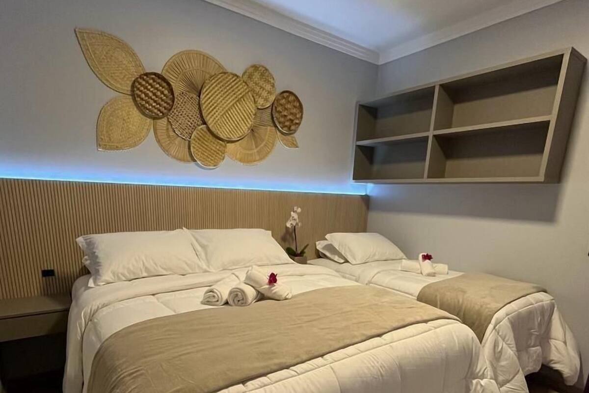Apartamento | 2 quartos, cortinas blackout, Wi-Fi de cortesia, roupa de cama