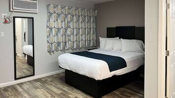 Desk, free WiFi, bed sheets