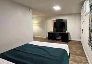 Desk, free WiFi, bed sheets