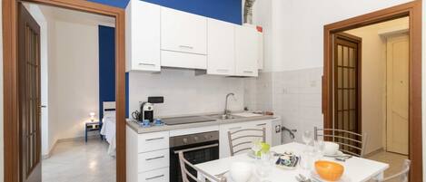 Fridge, oven, stovetop, cookware/dishes/utensils