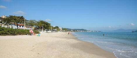 On the beach, white sand