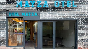 The exterior of the Mayza Hotel with a clear entrance, a red carpet, and a brick facade. - Mayza Otel (Istanbul)