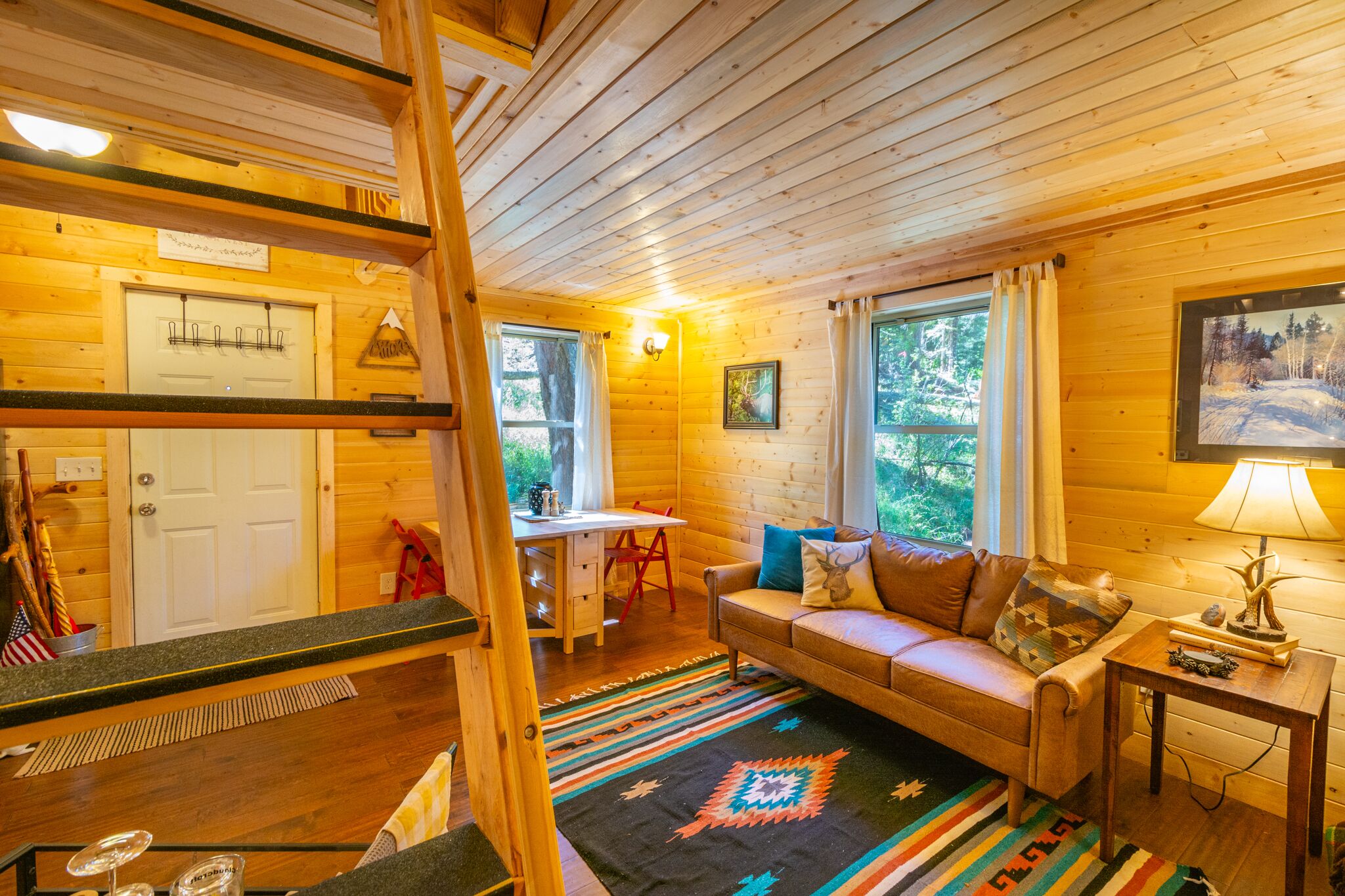 Fireplace, books, stereo