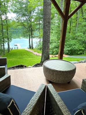 Terrace/patio - Private Lake, Sandy Beach and Fire Pit with free wood! (Sarona)