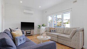 Télévision, cheminée, livres