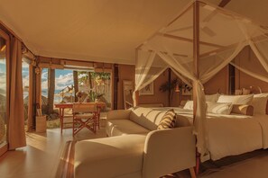 Tente luxueuse | 1 chambre, literie de qualité, minibar, coffre-fort