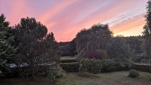 A garden with various trees and a hedge. - Vacation apartment in the countryside between Binz and Sellin (Zirkow)