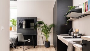 Studio – standard, 1 queensize-seng, ikke-røyk, tekjøkken (Accessible) | Eget tekjøkken | Kjøleskap på fellesområdet og mikrobølgeovn på fellesområdet