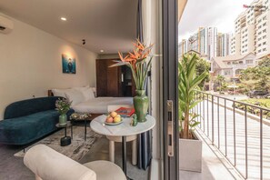 Minibar, in-room safe, desk, laptop workspace - Nexus House Thao Dien (Ho Chi Minh City)