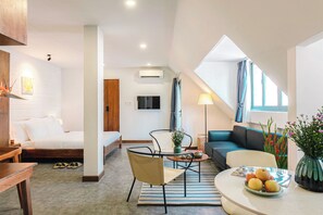 Minibar, in-room safe, desk, laptop workspace - Nexus House Thao Dien (Ho Chi Minh City)