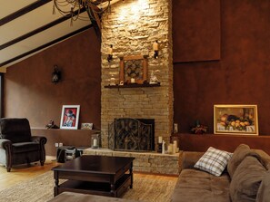 Smart TV, fireplace, video game console