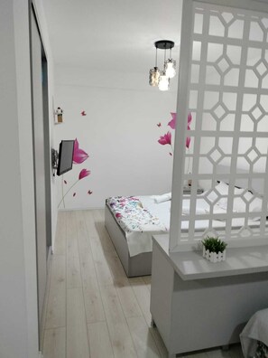 1 makuuhuone, silitysrauta/-lauta, ilmainen Wi-Fi, vuodevaatteet