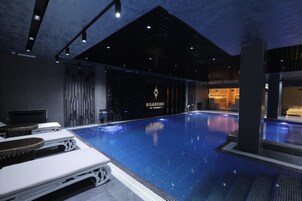 Indoor pool, open 7:00 AM to 11:30 PM, sun loungers