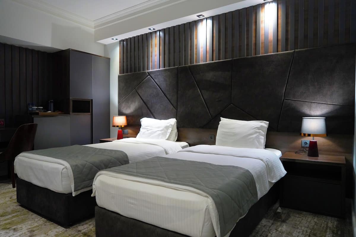 In-room safe, desk, laptop workspace, blackout drapes