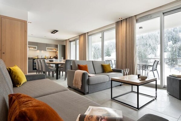 Fireplace - Wifi, ski-in/ski-out & foot of the slopes, view ski slopes, swimming pool, sauna, hammam, balcony (Flaine)