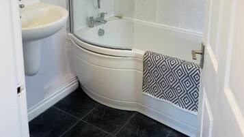 Shower, hair dryer, toilet paper