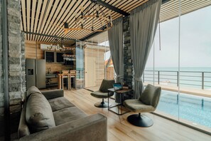 Panoramic Villa, 2 Bedrooms, Beachside | Living area - Sea&Sky luxury absolute beachfront villa (Koh Samui)