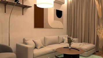 Comfort Room | Living area | 32-inch Smart TV with digital channels, fireplace, Netflix