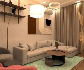 Comfort Room | Living area | 32-inch Smart TV with digital channels, fireplace, Netflix