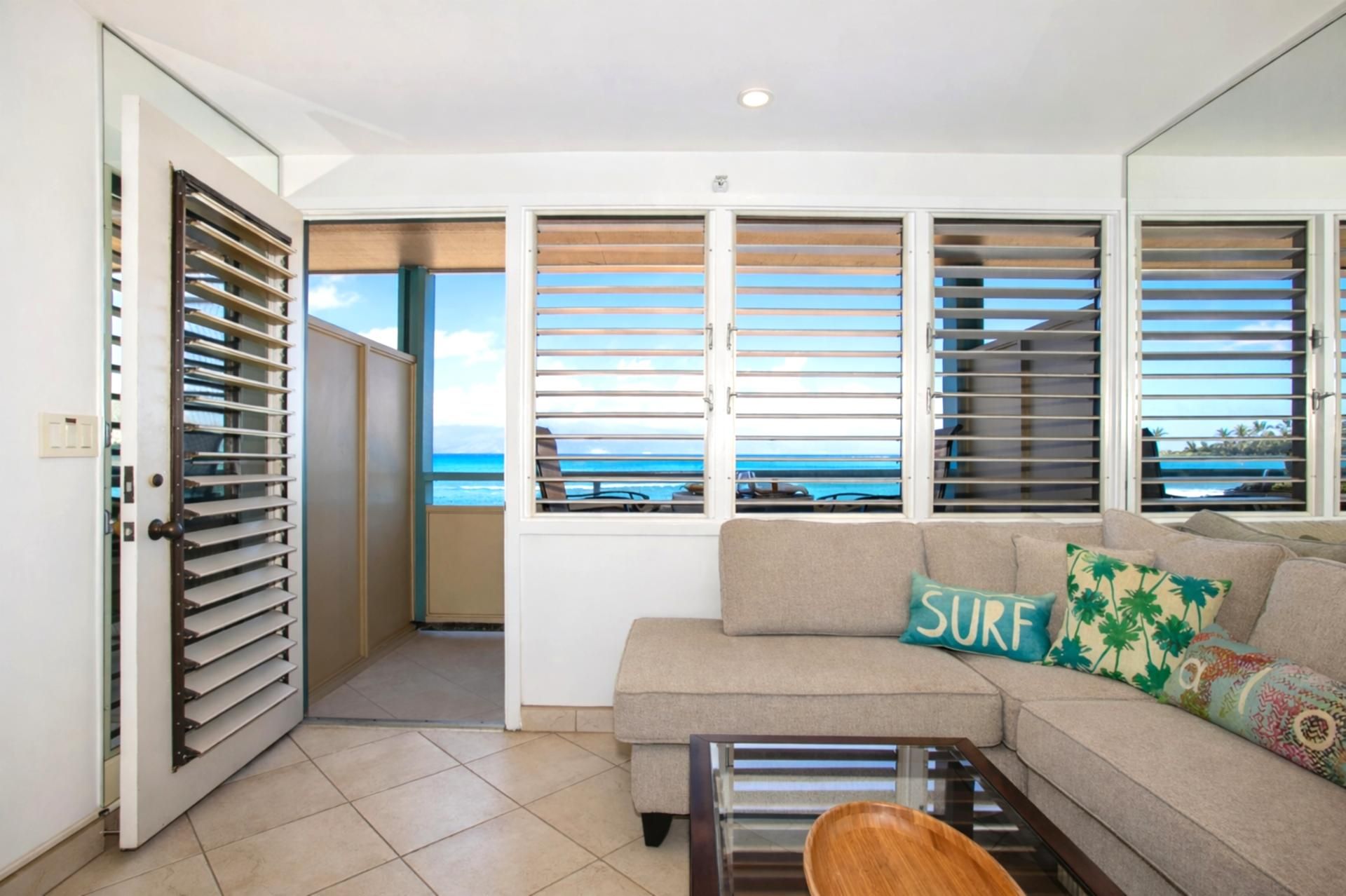 Bright, airy living space with modern island décor.