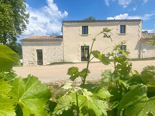L'Eperonnette among the vineyard with outdoor pool near St. Emilion and Bordeaux