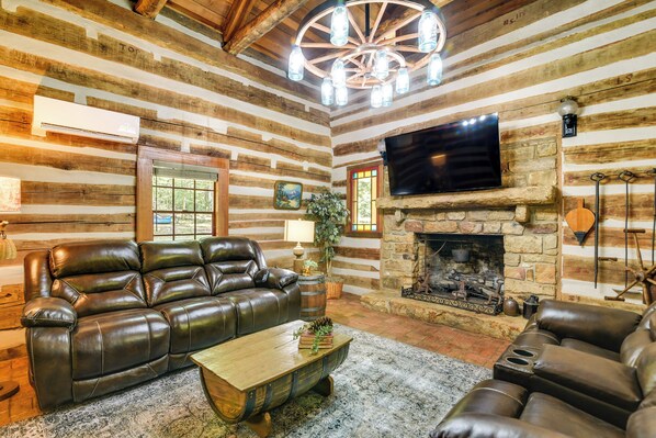 TV, fireplace, foosball