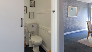 Shower, eco-friendly toiletries, hair dryer, towels