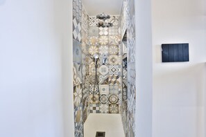 Regadera, secadora de cabello, bidet, toallas