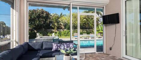 Smart TV, books, music library, stereo