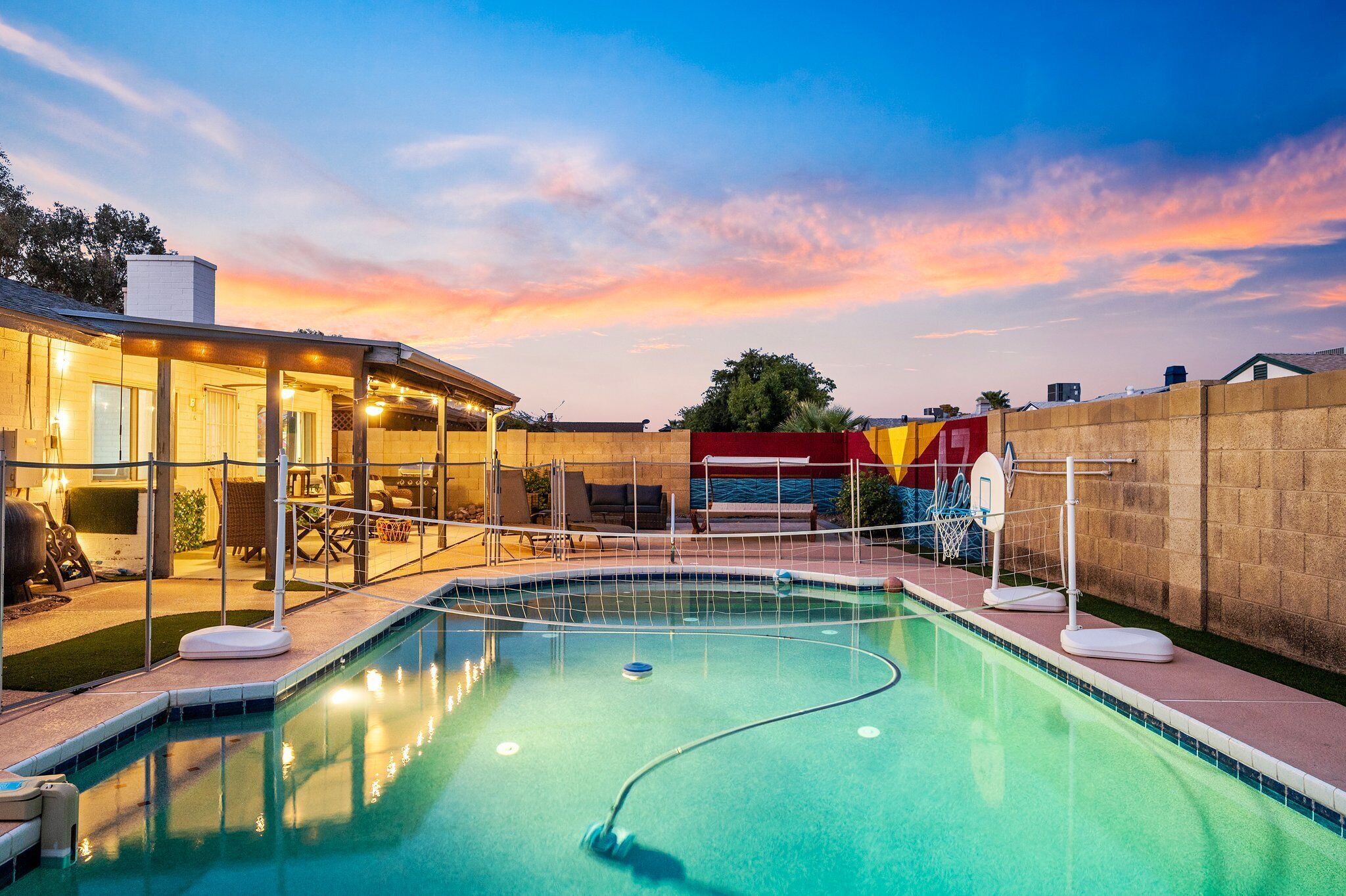 Piscine extérieure, piscine chauffée