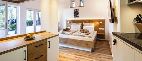 1 sovrum och sängkläder