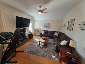 Televisión y chimenea