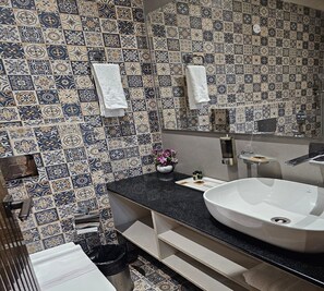 Royal Room | Bathroom | Hair dryer, slippers - Hotel Gold In Leaf (Aligarh)